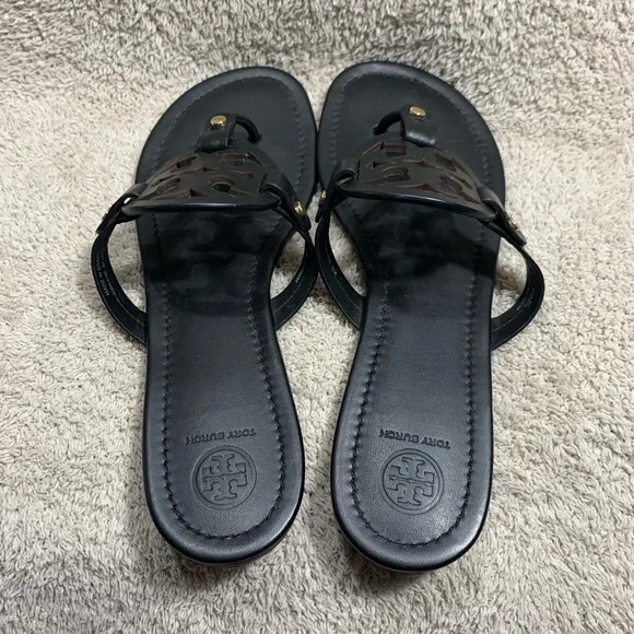 Tory Burch Black Leather Sandals - Picture 7 of 10